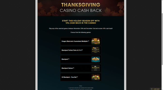 Thanksgiving Casino Cashback